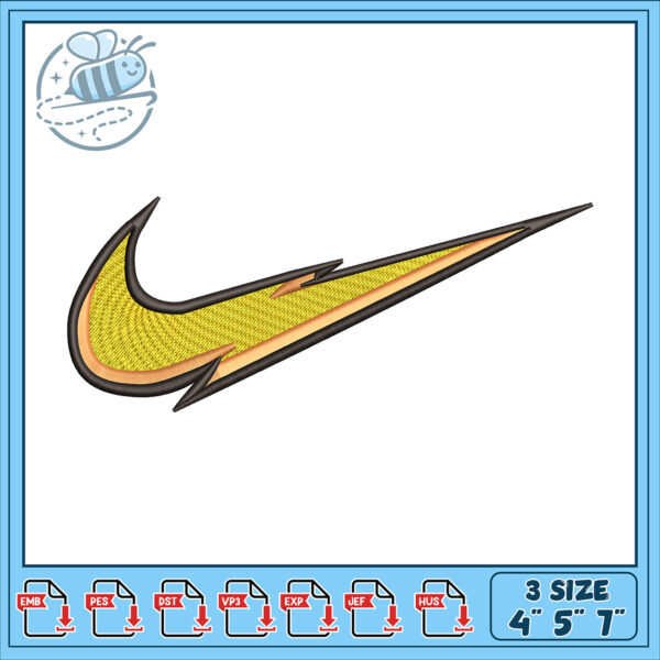 Yellow Nike Logo Embroidery Design Three Sizes Available