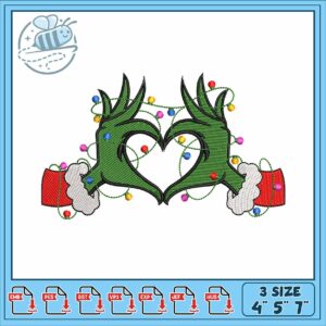 grinch hand love design embroidery, the grinch 2000 embroidery